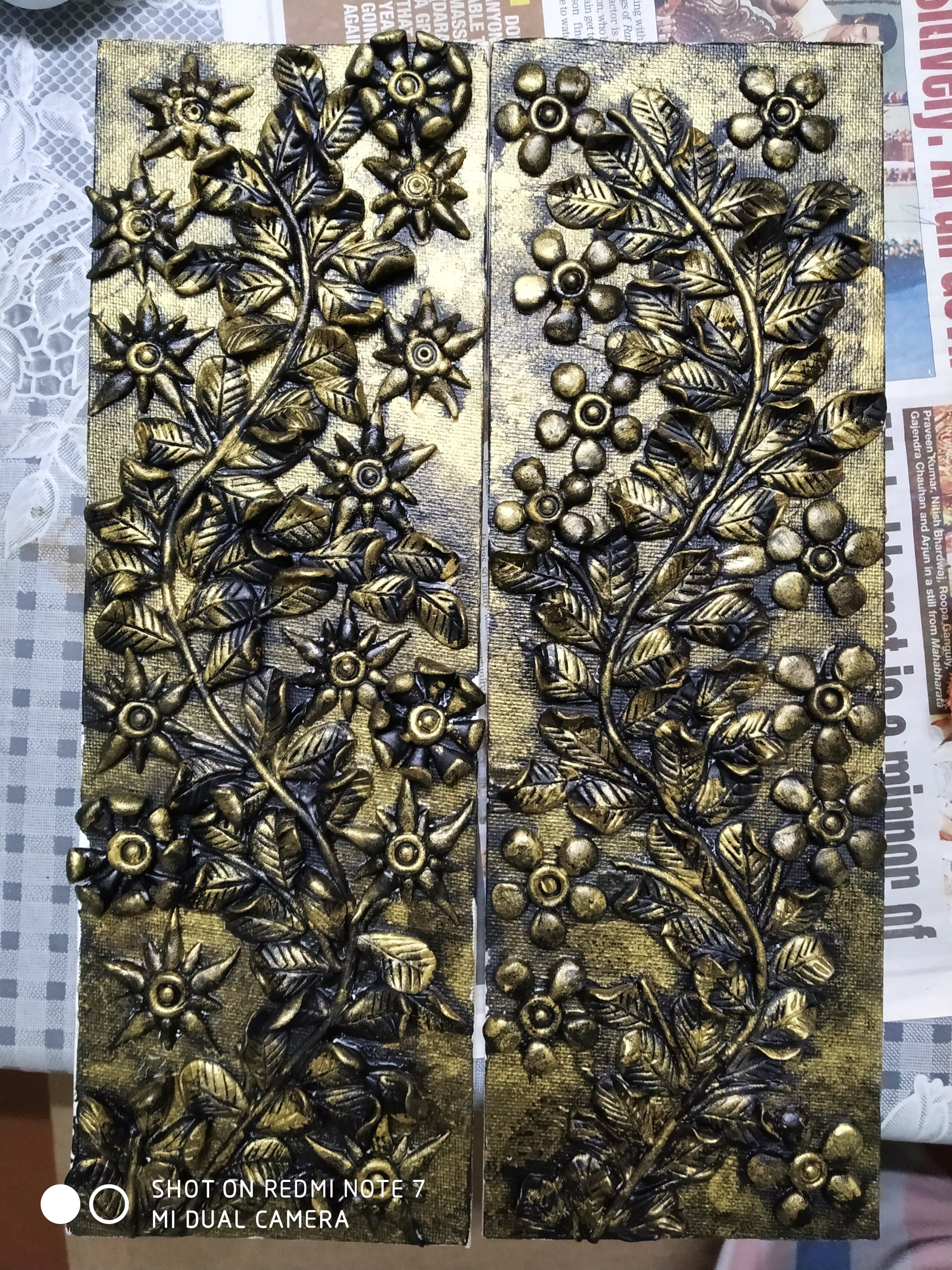 Golden Floral Relief Panels