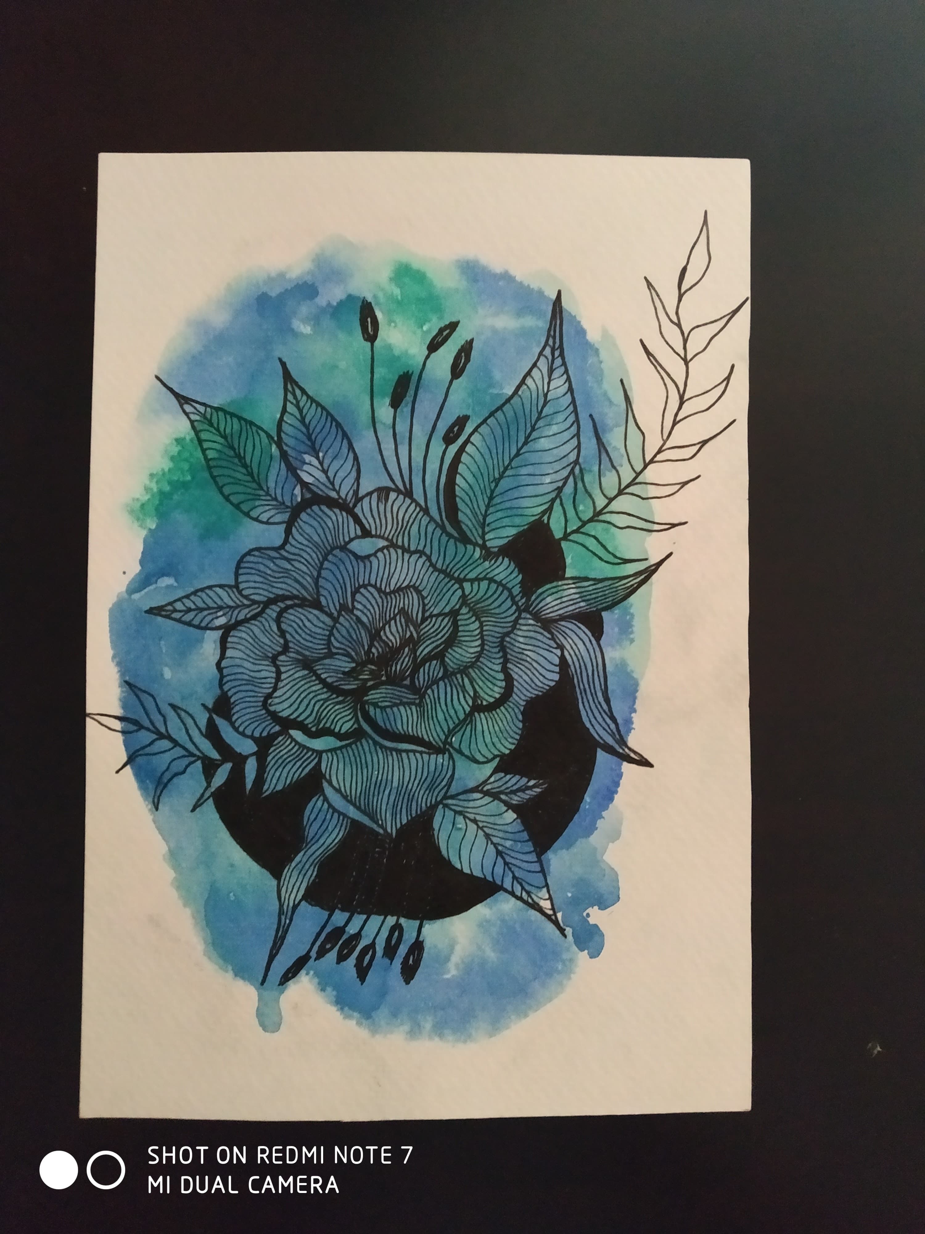 Rose with Blue Wash